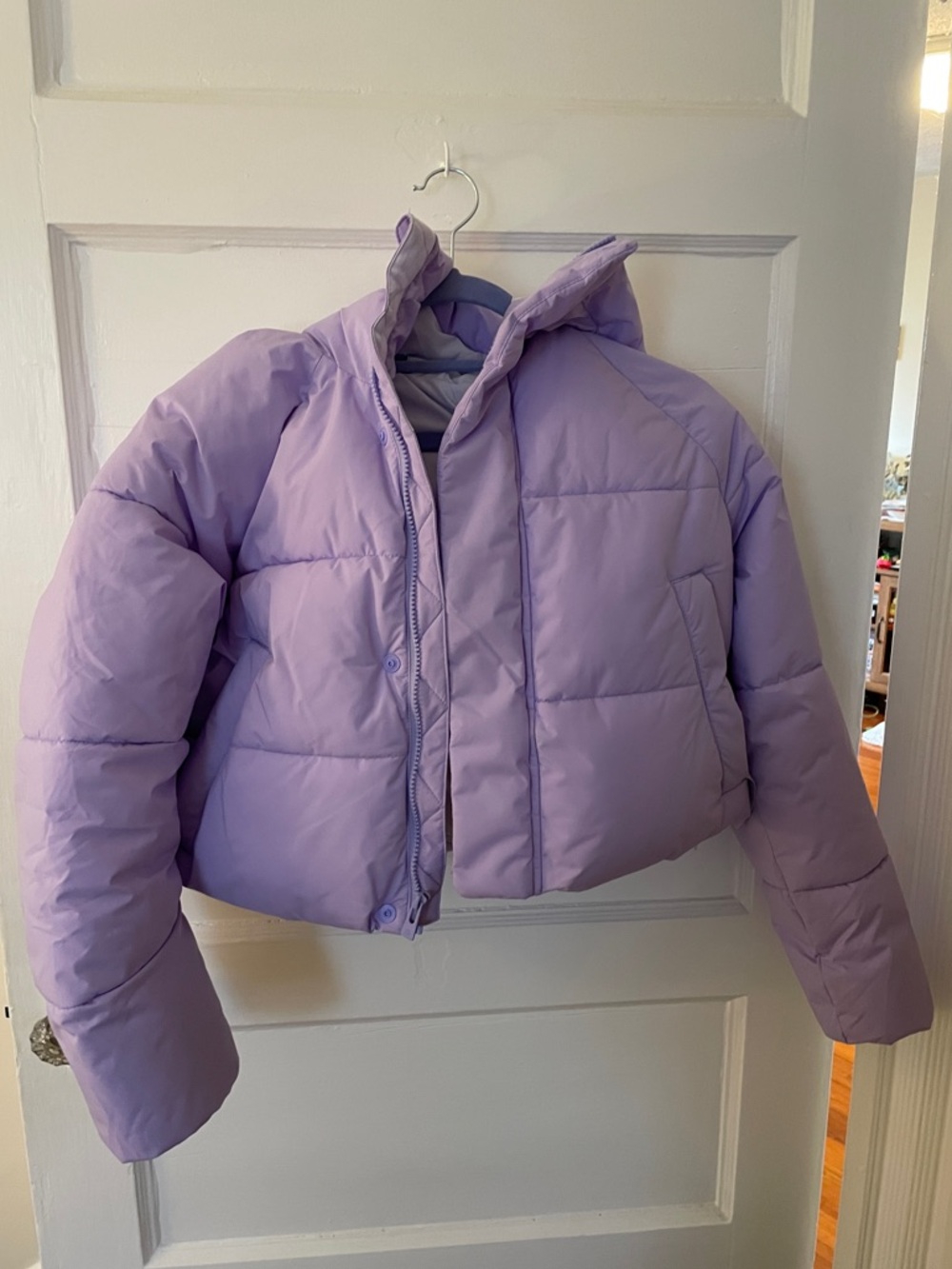 All in Motion Cropped Lavender Puffer Jacket